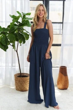 ADORA Smocking Top Wide Leg Jumpsuit