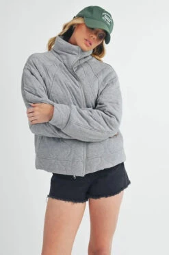 Aemi+Co Zip Up Raglan Sleeve Quilted Jacket