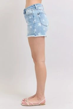 Judy Blue Full Size Mr Star & Stripe Bleach Discharge Fray Hem Denim Shorts Plus Size -Little Loom Store 5c474366dbd4451b87a5d81c3facb005 Max Origin