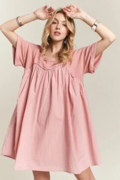 ADORA Round Neck Half Sleeve Babydoll Dress -Little Loom Store 5cab1a14 6792 46f1 a1c3 5c8dc37d72df Min