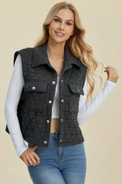 Double Take Full Size Pocketed Texture Snap Down Vest Coat -Little Loom Store 5cad0c9b 0112 4a70 b142 3efadf48163d Max