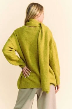 Davi & Dani V-Neck Dropped Shoulder Sweater With Scarf -Little Loom Store 5d4fea2d e2e6 414c 8793 3d544d1f1a8d Max