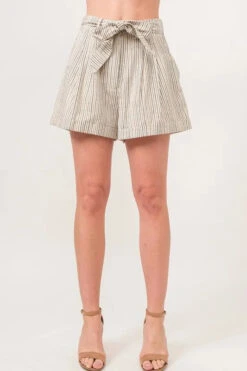 And The Why Linen Blend Striped Flowy Shorts