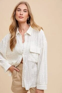 Annie Wear Openwork Button Down Drop Shoulder Shirt -Little Loom Store 5e261f10 3b2c 4daf b3a0 1b025189c3aa Min