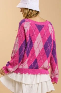Umgee Full Size Argyle Pattern V-Neck Button Front Cardigan Plus Size -Little Loom Store 5f4ff08a d112 4a9b af7b fddbde1340d5 Min