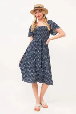 Lime 'N' Chili Smocked Floral Print Flutter Sleeve Midi Dress -Little Loom Store 5ffae9a583134b7e8496c0b4e29d1a02 Max Origin