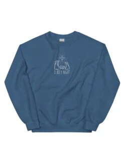 O Holy Night Nativity Heavy Blend Women's Crewneck Embroidered Sweatshirt -Little Loom Store 6