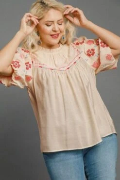 Umgee Full Size Embroidered Puff Sleeve Mock Neck Top Plus Size 6 Umgee Full Size Embroidered Puff Sleeve Mock Neck Top Plus Size -Little Loom Store 61e88b93 f8c7 44c9 8d94 309ac46db402 Min