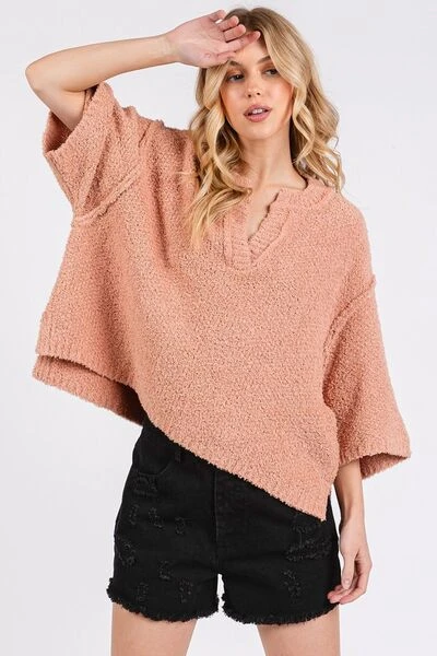 Mittoshop Side Slit Notched Drop Shoulder Sweater 5 Mittoshop Side Slit Notched Drop Shoulder Sweater - Image 3