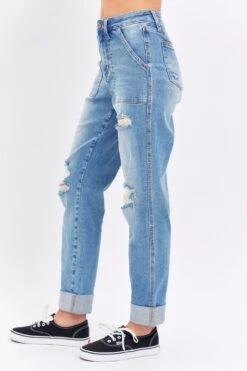 Judy Blue Full Size Distressed Straight Jeans With Patch Pockets -Little Loom Store 634bbe3b 576c 464f 8893 fdbb84812cea Max