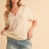 Aemi + Co Side Slit V-Neck Short Sleeve Blouse -Little Loom Store 63cf2020 424c 4169 94eb 0e2193fc5c05 Max