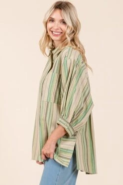 Mittoshop Striped Bubble Sleeve Button Down Shirt -Little Loom Store 656e7999 a1fc 4cd1 843d beceb9d7eab6 Min