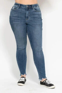 Judy Blue Plus Size High Waist Skinny Jeans With Destroy & Shark Bit Hem -Little Loom Store 676272a3 fd1d 4fcd 98d5 3c73e1025bdb Max Origin
