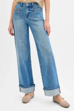 RISEN Full Size Elastic Band Mid Rise Wide Front Patch Pocket Cuff Jeans Plus Size -Little Loom Store 6819d89d27c941b7b2054754a1a5acb7 Max Origin