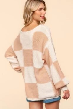 Haptics Full Size Checkered Round Neck Drop Shoulder Sweater -Little Loom Store 68cf364b ed27 41c6 bfa2 ac90d208b662 Max