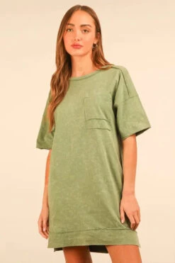 VERY J Mineral Washed Knit Shift Mini Dress