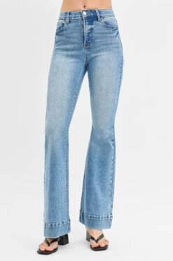 RISEN Full Size Tummy Control Elastic Band High Rise Flare Jeans Plus Size -Little Loom Store 695a2635d0d84df4981351b4ff4a5955 Max Origin