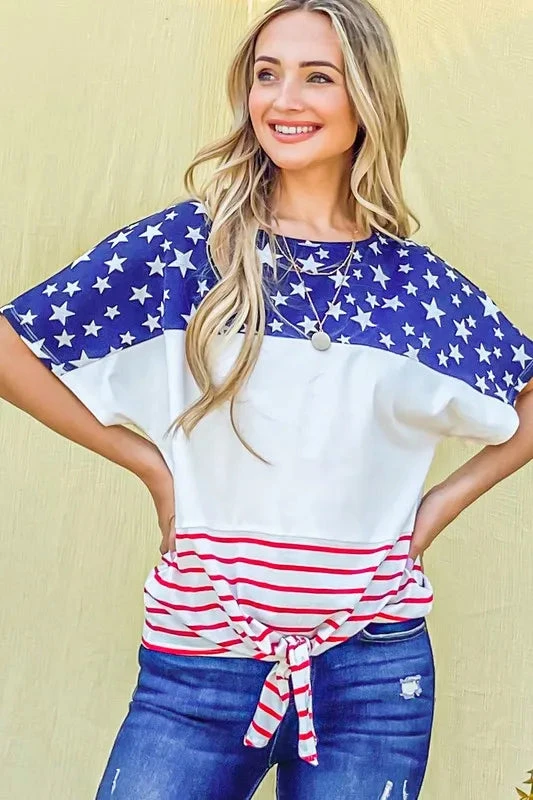 And The Why American Flag Print Tie Knot Front Casual Top 6 And The Why American Flag Print Tie Knot Front Casual Top - Image 4