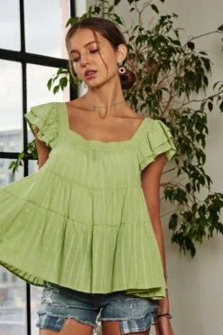 ADORA Ruffle Sleeve Babydoll Tunic Top -Little Loom Store 69c8196f62414e3989c7890d2616056c Max Origin