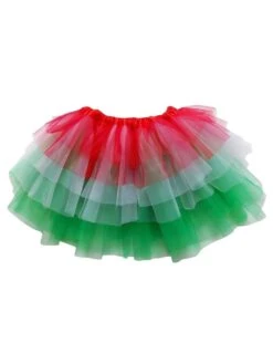 6 Layer Costume Tutu Skirt - Toddler, Kid, Teen, Adult, & Plus Sizes -Little Loom Store 6L Red White Green 1