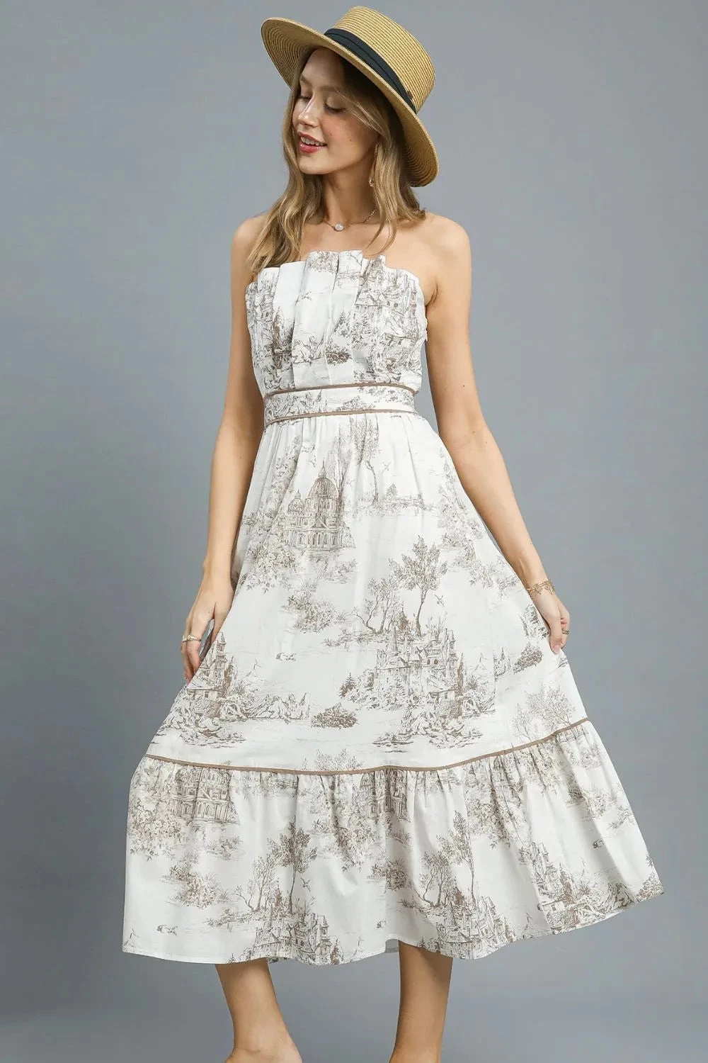 Umgee Printed Tiered Tube Midi Dress 4 Umgee Printed Tiered Tube Midi Dress - Image 2