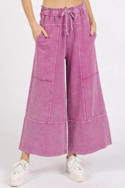 Mittoshop Mineral Wash Seam French Terry Wide Leg Pants