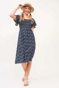 Lime 'N' Chili Smocked Floral Print Flutter Sleeve Midi Dress -Little Loom Store 6ab9d4a31c4d419a85818df2d8f4a12e Max Origin