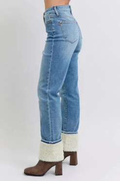 Judy Blue Full Size High Waist Shearling Cuff Straight Plus Size -Little Loom Store 6b9864245b7648c580128becac0d7648 Max Origin