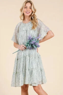 Lime 'N' Chili Ditsy Floral Print Sheer Ruffle Detail Mini Dress -Little Loom Store 6ba29e86dd45453b8a164534610d9d4d Max Origin