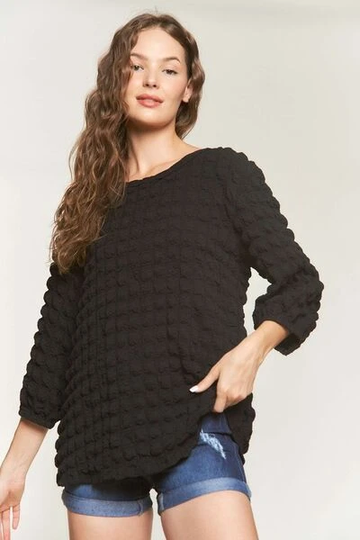 ADORA Bubble Texture Round Neck Blouse 5 ADORA Bubble Texture Round Neck Blouse - Image 3
