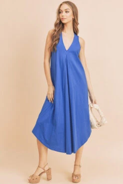 Aemi + Co Front Pleat Detail V-Neck Sleeveless Midi Dress -Little Loom Store 6cd04ac6 5292 4147 ae1a f259a5298b7d Max