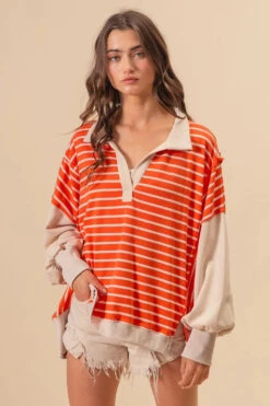BiBi Stripe Knit Loose Fit Top With Cut Edge Detail 25 BiBi Stripe Knit Loose Fit Top With Cut Edge Detail -Little Loom Store 6ce74dd59e674a6c81adb39bd9e70f89 Max Origin