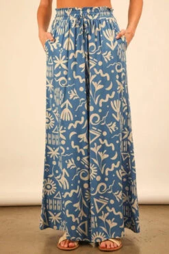 VERY J Printed Wide Leg Pants