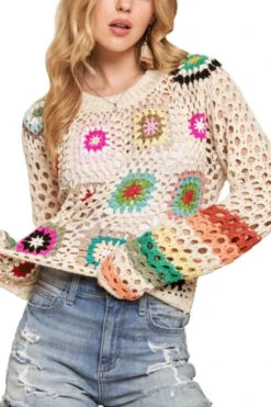 ADORA Lightweight Multi Color Crochet Top