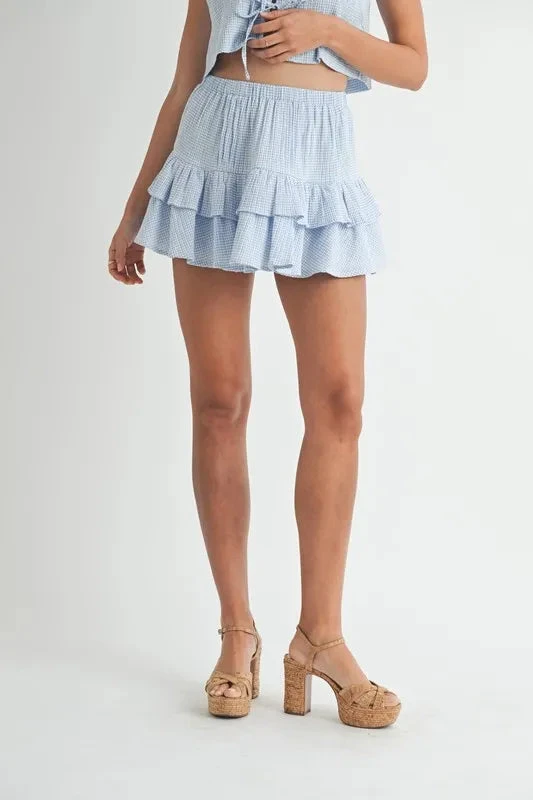 MABLE Gingham Plaid Crop Top And Mini Skirt Set 15 MABLE Gingham Plaid Crop Top And Mini Skirt Set - Image 13