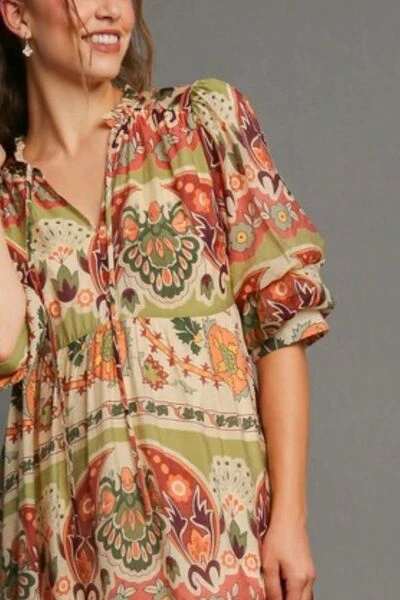 Umgee Full Size Tiered Border Print Midi Dress Plus Size 5 Umgee Full Size Tiered Border Print Midi Dress Plus Size - Image 3