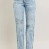 Judy Blue Full Size Hw Mineral Wash Destroy 90's Straight Jeans Plus Size