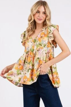 Mittoshop Floral V-Neck Ruffled Cap Sleeve Blouse -Little Loom Store 703e0473 af88 4f81 9ae2 dc9fb39a24f2 Min