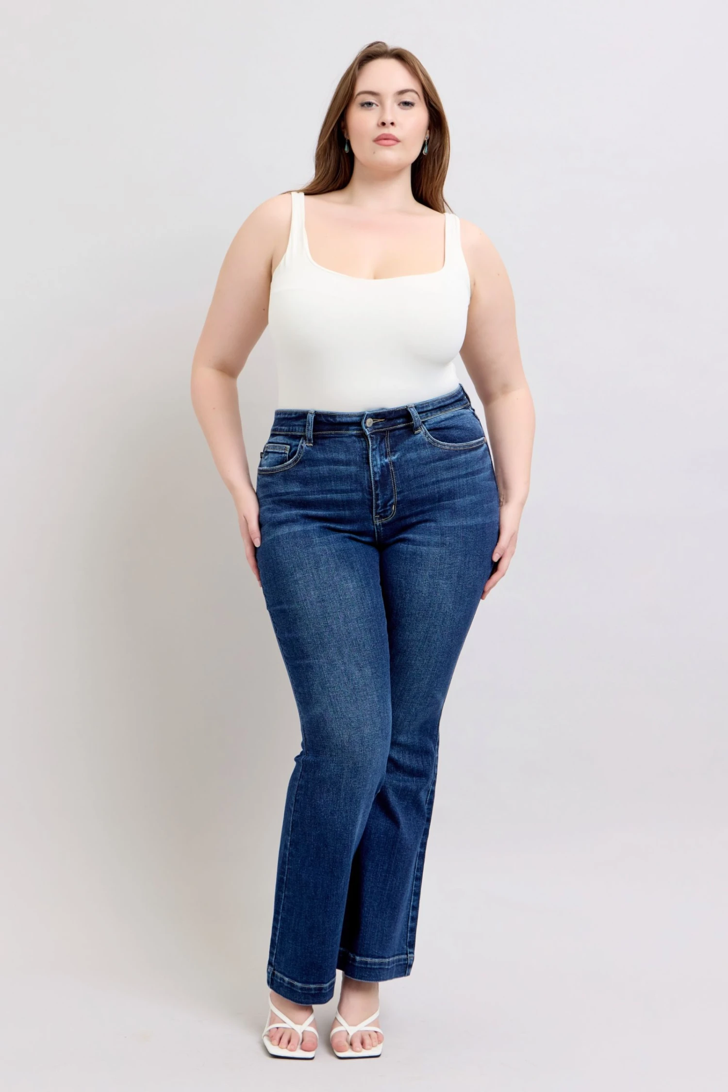 Judy Blue Full Size High Rise Flare Jeans With Pockets Plus Size 3 Judy Blue Full Size High Rise Flare Jeans With Pockets Plus Size