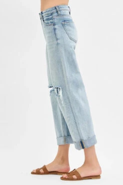 RISEN Full Size Mid Rise Fit Boyfriend Jeans With Cuff Plus Size -Little Loom Store 714c596f10434dabb239807c8252baad Max Origin