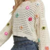 ADORA Floral Patch Detal Crochet Crop Top