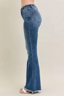 Judy Blue Full Size Mr Vintage Wash Flare Jeans W/ Destroy And Fray Hem Plus Size -Little Loom Store 738e4d36db584f78970740f9aec05164 Max Origin