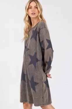 SAGE + FIG Washed Star Print Round Neck Dress -Little Loom Store 73ef32d4 fdc0 4589 b9bd 1e27e77e0bff Max