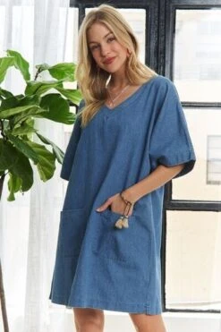 ADORA V-Neck Half Sleeve Mini Denim Dress -Little Loom Store 7467eefe 127a 4ca7 bc5f 7892a81f60e8 Min