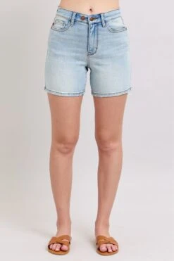 Judy Blue Full Size 2 Button Denim Shorts With Pockets Plus Size