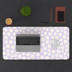 Floral Desk Mat - Lavender Daisy Flower Design For Home Office Decor -Little Loom Store 7626937592004418886 2048