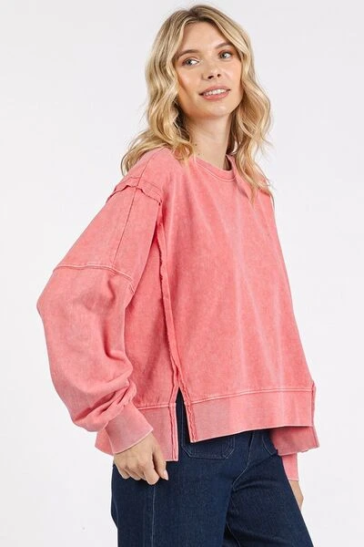 Mittoshop Side Slit Exposed Seam Round Neck Sweatshirt 6 Mittoshop Side Slit Exposed Seam Round Neck Sweatshirt - Image 4