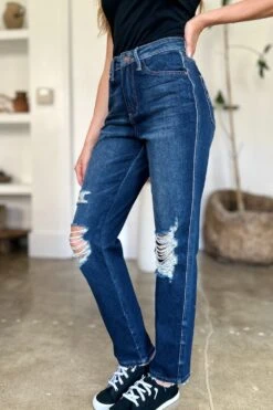 Judy Blue Full Size High Waist Rigid Magic Heavy Destroy Straight Jeans -Little Loom Store 7773dc89 df66 4061 8618 5357d4c26342 Max