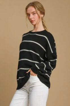 Umgee Wool Blend Striped Round Neck Sweater -Little Loom Store 786a112c 56c5 4cb3 bc00 66cec2c2fb16 Max