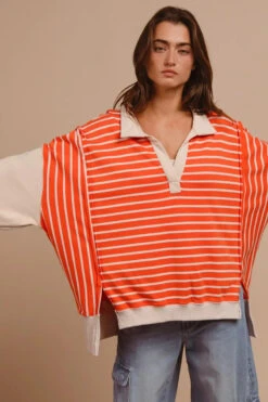 BiBi Stripe Knit Loose Fit Top With Cut Edge Detail 34 BiBi Stripe Knit Loose Fit Top With Cut Edge Detail -Little Loom Store 78ec7f361a1742adb9441b3034527ee7 Max Origin